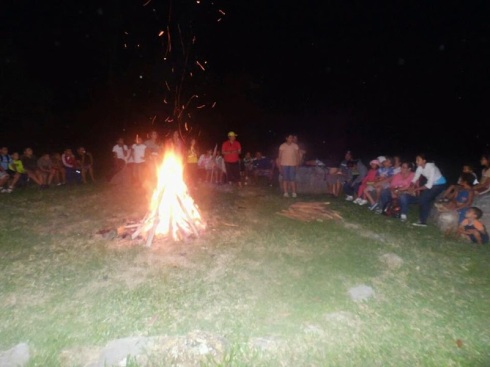 Bonfire time, funny stories and laughter after the night time chapel service!